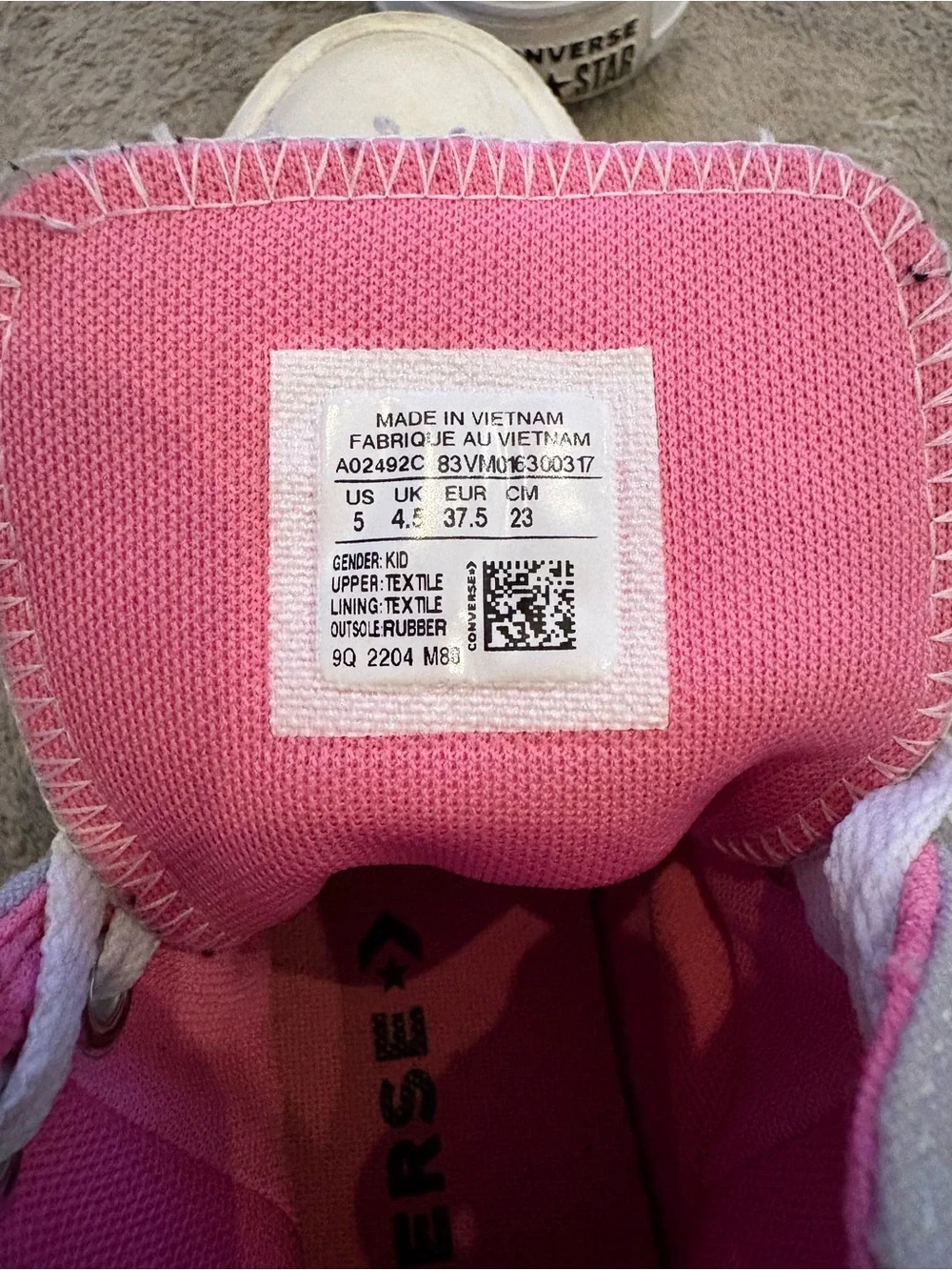 Converse Kids Pink and White Canvas Sneakers